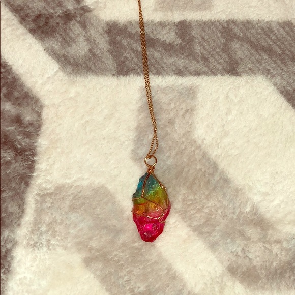 Natural Rainbow Crystal Charm Necklace - Picture 2 of 2